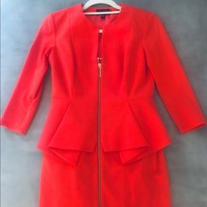 Size 6 Ted Baker Red Jamthun Peplum Dress